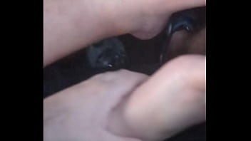 She plays with my dick with feet