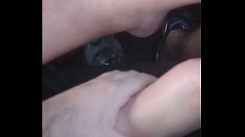 She plays with my dick with feet