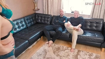 Blonde and brunette milf in stocking for private lesbian and foursome