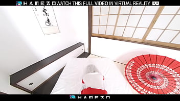 Japanese girl asuka suzumura in a kimono sucks and fucks hard in vr