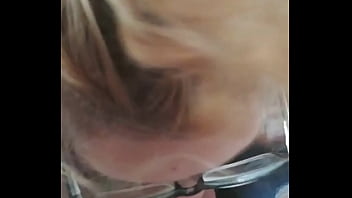 Sloppy whore only swallows half his fat dick