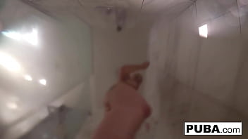 Hot blonde rubs her wet pussy