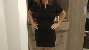 Beautiful stepmother gets dressed and undressed i record her i masturbate and i cum full