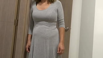 Beautiful stepmother gets dressed and undressed i record her i masturbate and i cum full