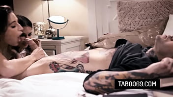 Lucky stud fucks his slutty stepsisters