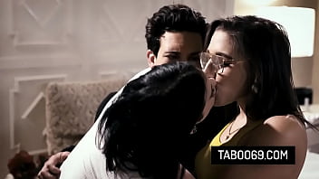 Lucky stud fucks his slutty stepsisters