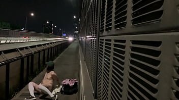 女装まゆの夜の国道大胆全裸露出 thumbnail