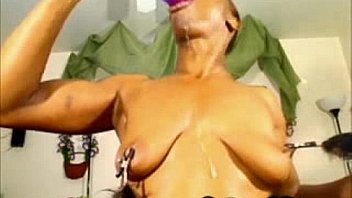 Ebony throating her big dildo as instructed by her hubby camg8