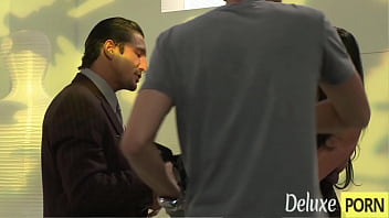 Big tits brunette chick licked and banged roughly