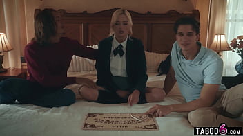 Virgin blonde double penetration fuck by her hung stepbros