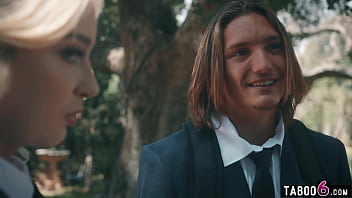 Virgin blonde double penetration fuck by her hung stepbros