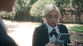 Virgin blonde double penetration fuck by her hung stepbros