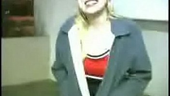 Sexy blonde sucks dick in public