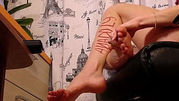 Gentle footjob from cute any