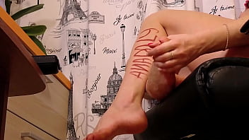 Gentle footjob from cute any