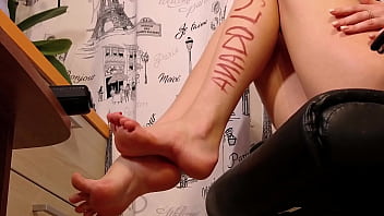 Gentle footjob from cute any