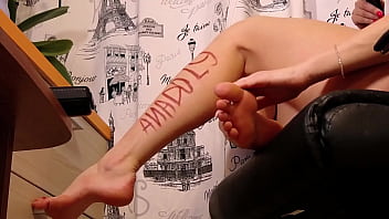 Gentle footjob from cute any