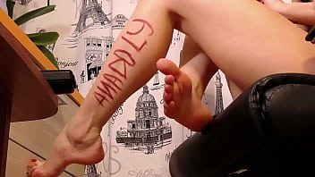 Gentle footjob from cute any