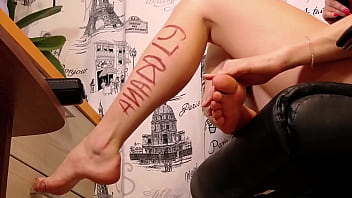 Gentle footjob from cute any