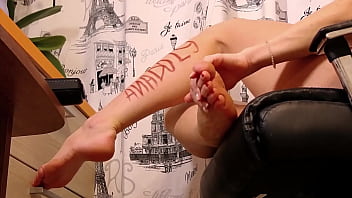 Gentle footjob from cute any