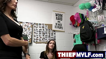 Everly haze and her stepmom shay sights are questioned by security officer giovanni francesco after being suspected of stealing some items from the store