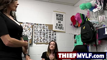 Everly haze and her stepmom shay sights are questioned by security officer giovanni francesco after being suspected of stealing some items from the store