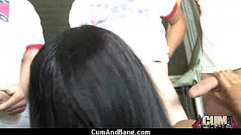 Amateur ebony interracial group sex with facial 25