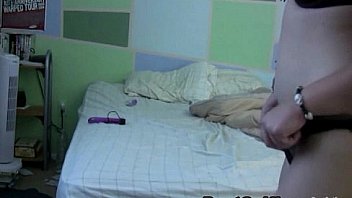 Amateur blonde teen stripping and masturbate