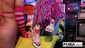 Blonde slut fucks her hot milf friend