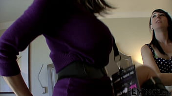 Feminge 4k brunette students in a lesbian video