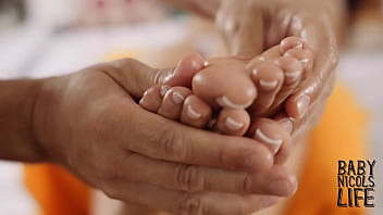 Erotic massage on pussy and foot