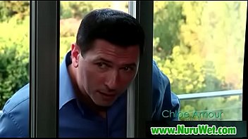 Busty asian sucking clients cock in nuru massage 15