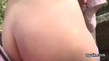 Sweet teenie sucks cock in pov and gets tight cunt nailed