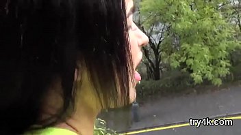 Sweet teenie sucks cock in pov and gets tight cunt nailed