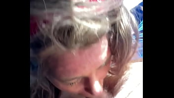 Real homemade video of a streetwalker rubbing dick & cum on her face after a long blowjob