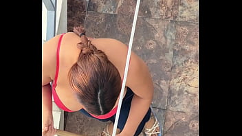 The cleaning lady is sad because her husband left for the us; her boss brightens her day