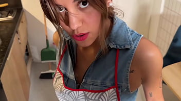 Cleaning Girl Ditched The Work To Clean My Big Cock Swallowing All Of My Cum thumbnail