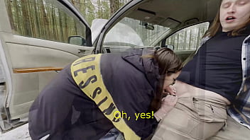 Roadside assistance rewarded with car fucking