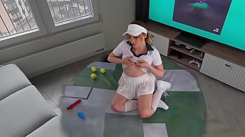 Melody marks plays with her tennis playing pussy in match point braindance spatial vr