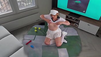 Melody marks plays with her tennis playing pussy in match point braindance spatial vr