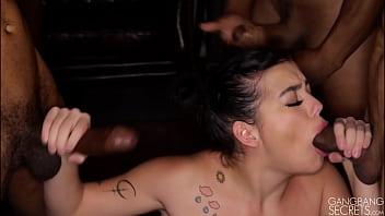 Lilith grace came over to our gangbang studio and we loaded her pussy up with five massive creampies now we are throat fucking her in a blowbang