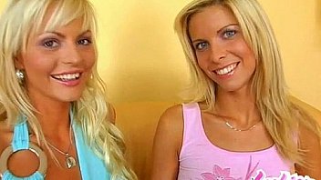 Hot lesbian blonde sluts fuck with a dildo and lick pussy