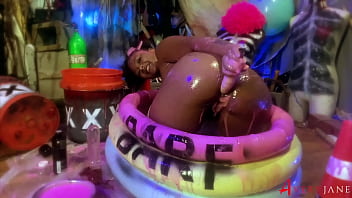 Sexy slimy messy ebony anal gaping