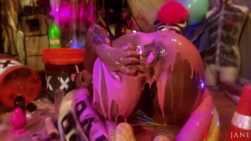 Sexy slimy messy ebony anal gaping