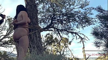 Tied and spanked in the forest