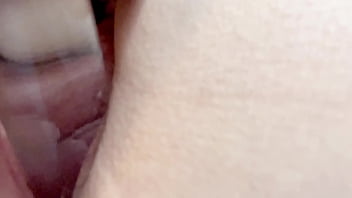 Long glass dildo deep inside of tight juicy pussy