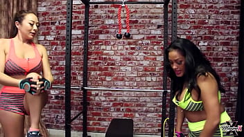 Lesbian work out fit nyssa nevers & asian maxine x team up
