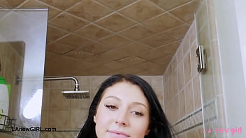 Enchanting brunette glow enjoys a sensual bath