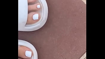 Pedicure done by me finished i love the color white for my toenails
