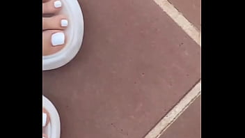 Pedicure done by me finished i love the color white for my toenails